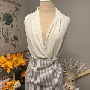 Top Shop White Draped V-Neck Sleeveless Blouse Sz 6